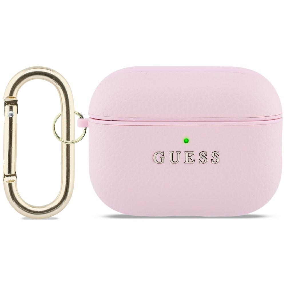 Oryginalne ekskluzywne etui od marki Guess z kolekcji Grained PU Classic Logo dla Apple AirPods Pro 3, rozowe